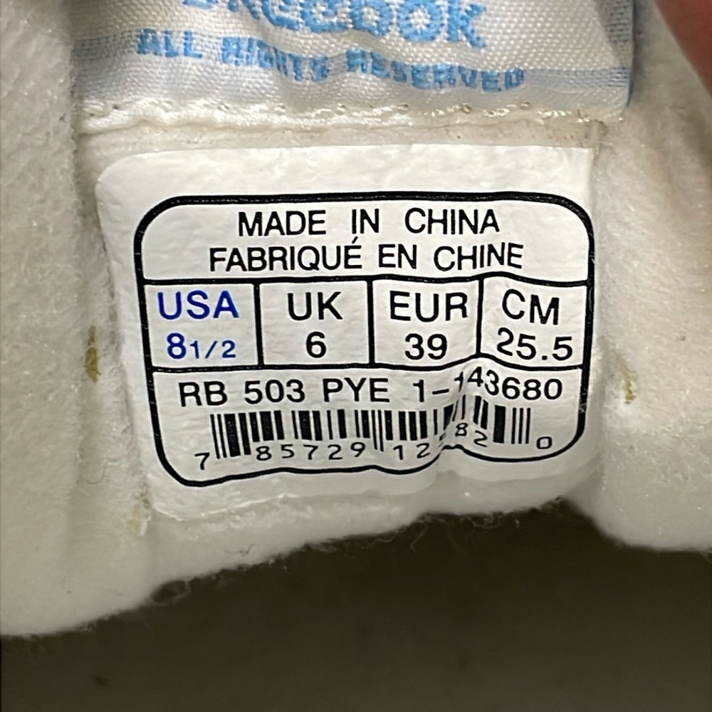 Women's Reebok Classic Running Shoes Sneakers White Blue RB 503 Size 8.5 - Picture 14 of 16